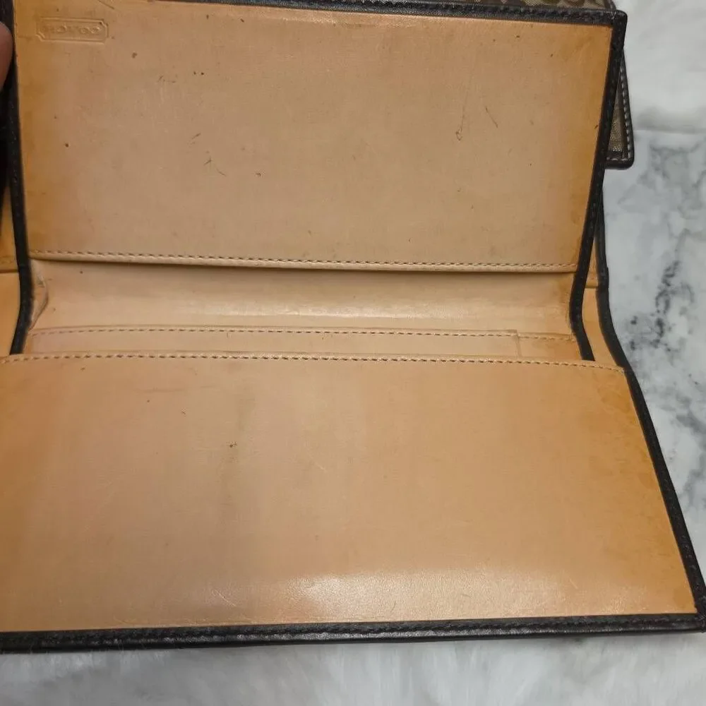 Vintage Coach brown signature C jacquard canvas wallet with checkbook insert